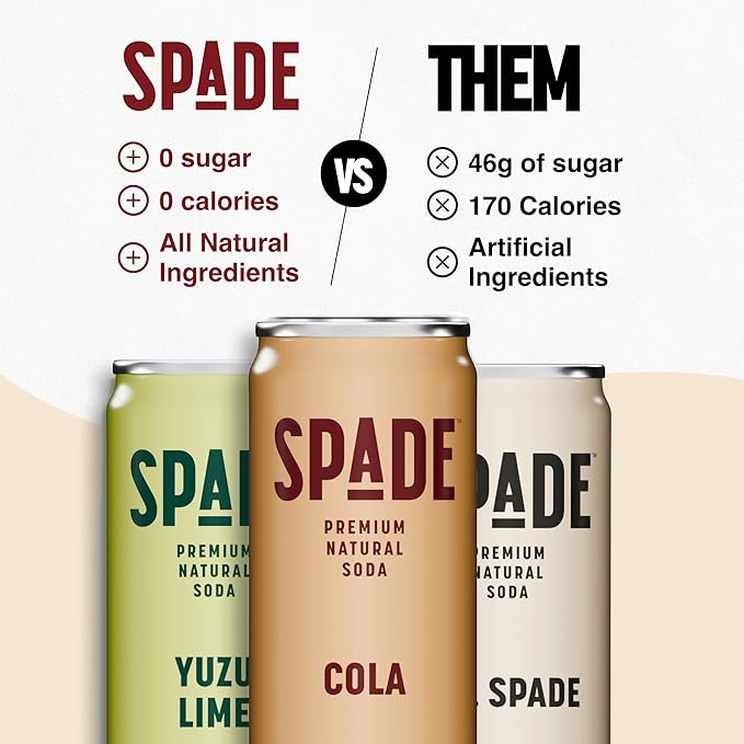 Spade Soda Nostalgic Variety 12 Pack, Premium All-Natural, No Sugar, No Calories, Electrolytes, Magnesium, Potassium, Healthy Non GMO, Sweet Quality Stevia, No Artificial Sweeteners, Great Taste, Bold Taste