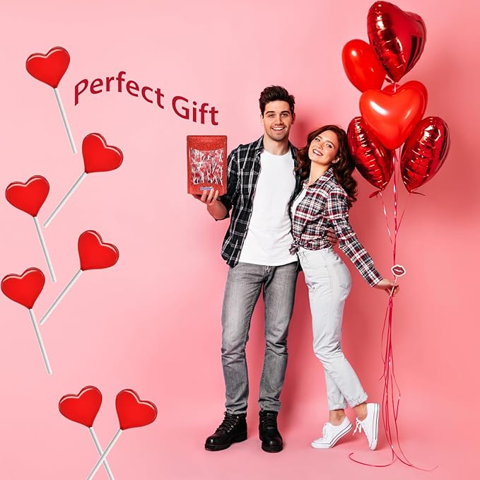 Fruidles Valentine's Heart Lollipops Candy, Red Heart Shaped Hard Candy Lollipop Suckers, Individually Wrapped, 12g Lollipop (2 Pounds)