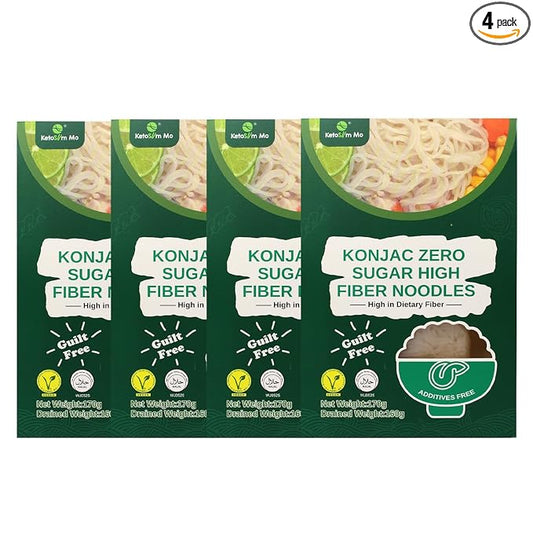 Ketoslim Mo High Fiber Konnyaku Noodles – Keto, Vegan, Paleo, Low Carb, High Fiber, Sugar-Free & Gluten-Free 160g 4 Packs
