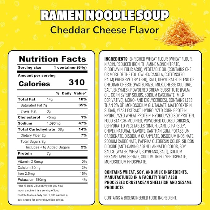 Maruchan Instant Lunch Ramen Noodles, Cheddar Cheese Flavor – Japanese-Style Instant Noodle Soup, Quick & Easy Meal – 2.25 Oz Cup, Pack of 12