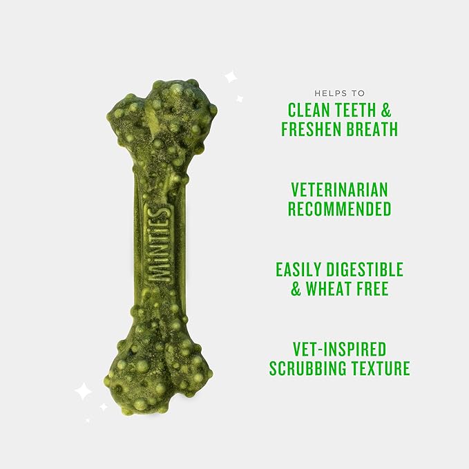 Minties Dog Dental Bone Treats, Mint, Tiny/Small, 16 oz