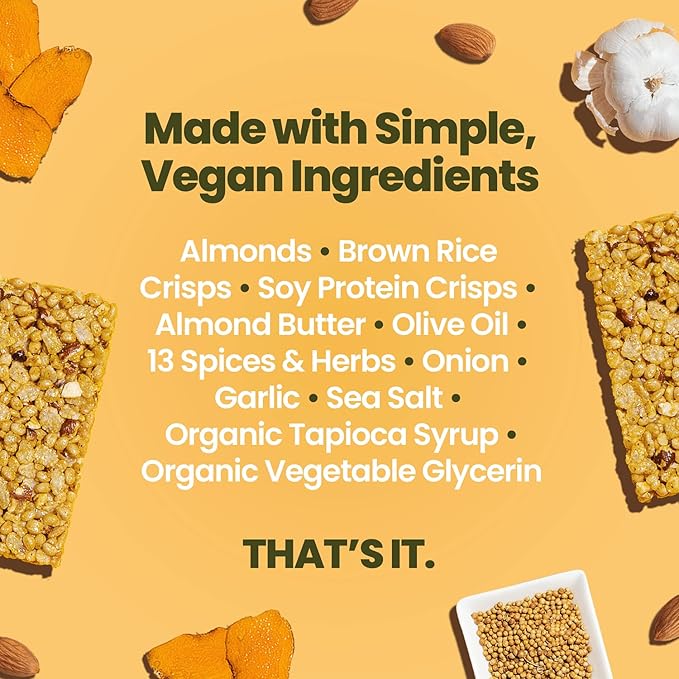 Afar Savory Protein Bars – Low Sugar, High Protein – Healthy Snacks for Adults – Meal Replacement Bar – Rice Crispy Texture – Vegan, Gluten Free (8 Bars, Indian Masala)