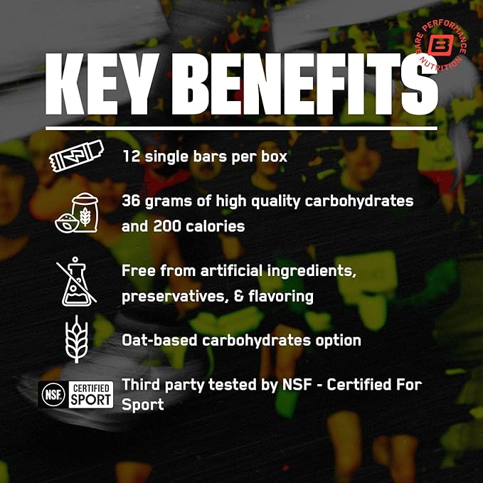 BARE PERFORMANCE NUTRITION Go Bar, Oat Based Endurance Training Snack 36g of Carbohydrates and 200 Calories Per Serving, 12 Bars Per Box, Original Oat