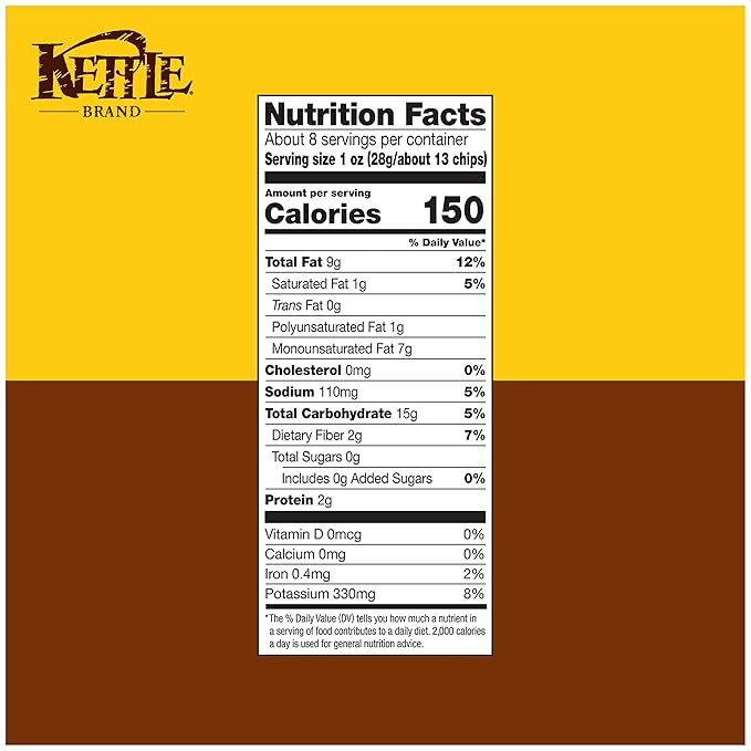 Kettle Brand Sea Salt Kettle Potato Chips, Gluten-Free, Non-GMO, 7.5 oz Bag (Pack of 12)