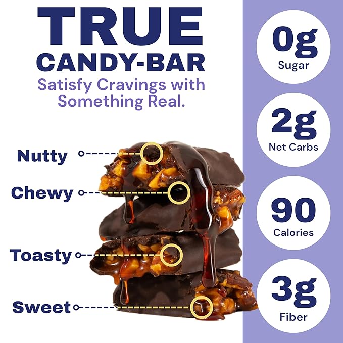 Krack’d Snacks Chocolate Snack Bars 10 Pk | Plant-Based Dark Chocolate Aloha Caramel with Almonds & Coconut | Gluten Free Candy Bars | Keto Chocolate Treats