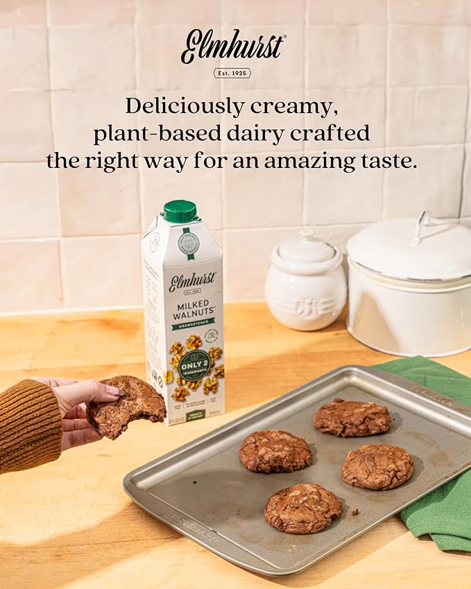 Elmhurst 1925 Unsweetened Walnut Milk - 32 Ounce (Pack of 6) Dairy-Free, Gluten-Free, Vegan, Kosher, Shelf Stable Milk Made with Water & Walnuts for Healthier, Simpler Plant-Based Alternatives