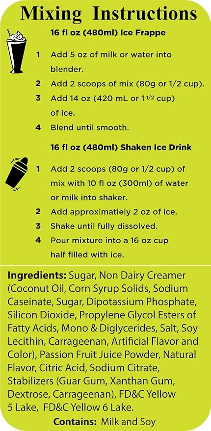 Angel Specialty Products, Blended Smoothie, Frappe Powder Mix, Passion Fruit [3 LB] [34 Servings]