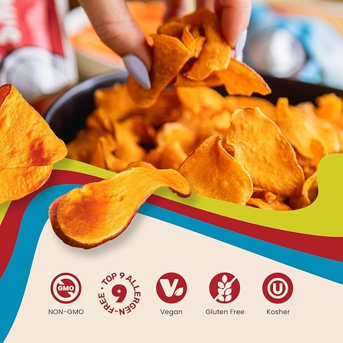 Jackson’s Sweet Potato Kettle Chips with Sea Salt made with Premium Avocado Oil (1.5 Ounce, Pack of 18) - Allergen-friendly, Gluten Free, Peanut Free, Vegan, Paleo Friendly - Shark Tank Product