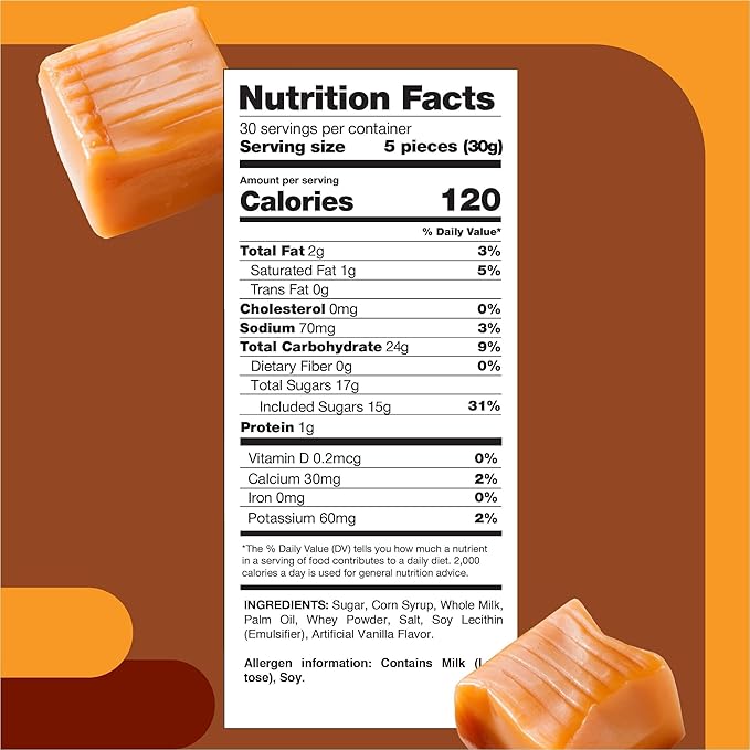 Caramel Squares Candy, 4 LB (300Pieces) – Individually Wrapped Classic Caramels for Parties, Bowls, Baking, & Gift Bags – Item 680150
