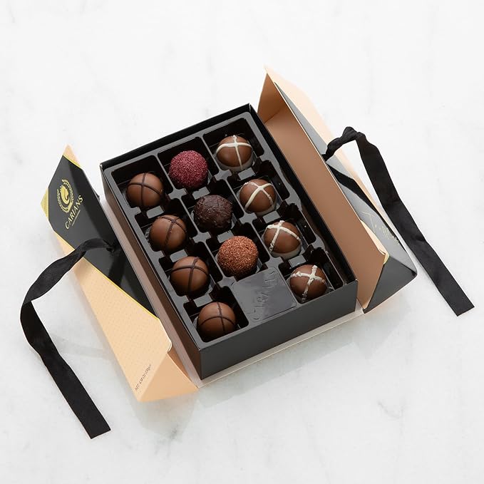 CARIANS Chocolate Gourmet Truffles Box, Chocolate Gift Box, Box of Candy, Assorted Luxury Chocolate Basket, Dark, Milky, Hazelnut Truffles, Holiday Chocolate, Valentine's Day, Great for Gift Giving and Anniversary,11 Pcs.