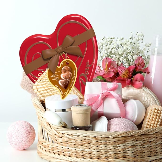 Dove Assorted Chocolate Hearts & Truffles, 5.82 oz Heart Tin (Pack of 2)
