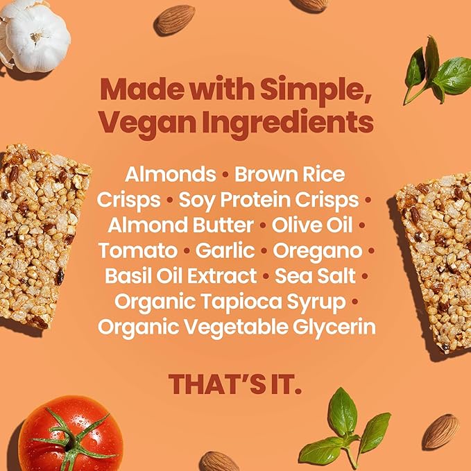 Afar Savory Protein Bars – Low Sugar, High Protein – Healthy Snacks for Adults – Meal Replacement Bar – Rice Crispy Texture – Vegan, Gluten Free (8 Bars, Italian Bruschetta)