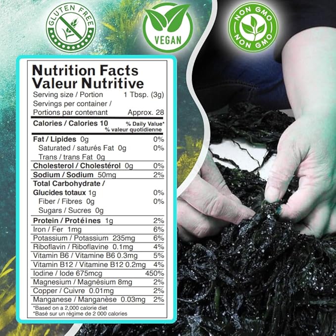 Ocean's Balance Organic Dulse Flakes — Atlantic Dulse Organic Flakes for Keto, Paleo Diet, Vegetarian & Vegan Diets — Dried Vegetable Gluten Free Products (3oz/Bag)
