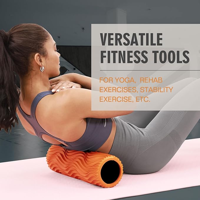 LTHTRADE Foam Roller, Trigger Point Foam Roller Massage Roller for Physical Therapy & Back Pain, Deep Tissue Massage Roller for Exercise, Pilates, Yoga (Orange)