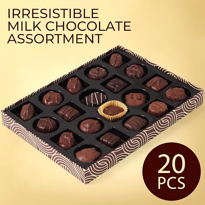 Cremelle Chocolate Gift Box, 20 Pieces Collection of Valentine's Day Chocolate Gift Basket, Perfect Chocolates Assortments for Any Occasion, Holidays, Birthdays, Anniversaries, Corporate Gourmet Gifts Baskets and More