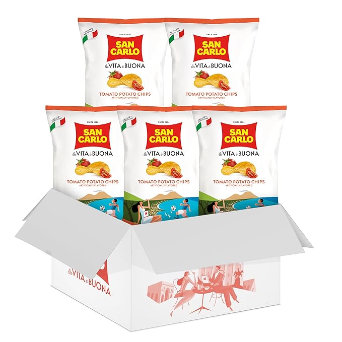 San Carlo Multi Pack 5X Tomato n°1 Italian Potato Chips - 150gr - for Snacking Bliss