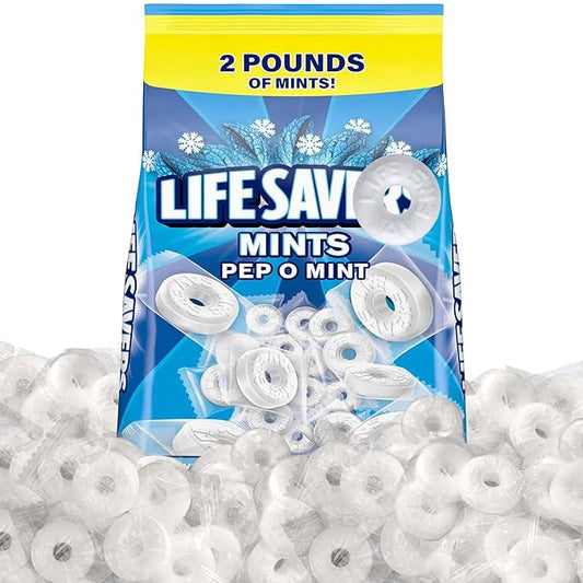 Pep O Mint Hard Candy, 2lb Pack of Mints Bulk, Perfect for Sharing, Gifting, Weddings and Special Events, Classic Peppermint Individually Wrapped with a Cool, Refreshing Taste