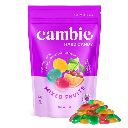 Cambie Sugar Free Hard Candy, 1 lb of Sugar Free Candy Individually Wrapped, Mixed Fruit