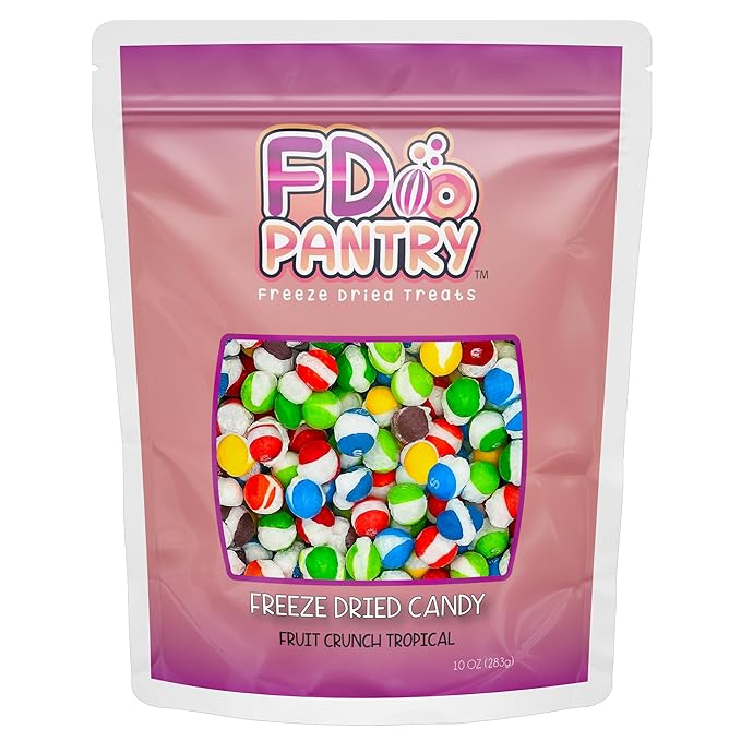 Fruit Crunch Tropical Freeze-Dried Candy, 10 oz, Exotic Fruit Flavors, Large Pouch, Ideal Gift Snack Treat