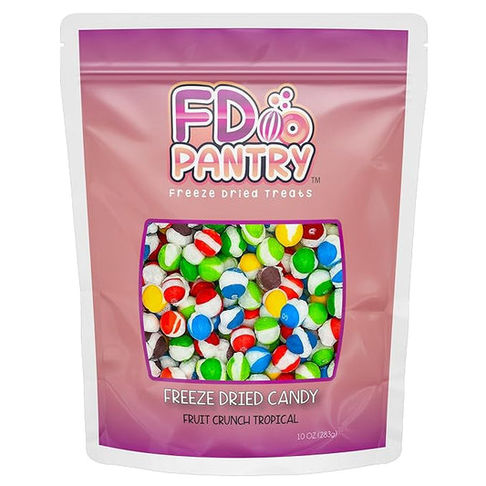 Fruit Crunch Tropical Freeze-Dried Candy, 10 oz, Exotic Fruit Flavors, Large Pouch, Ideal Gift Snack Treat