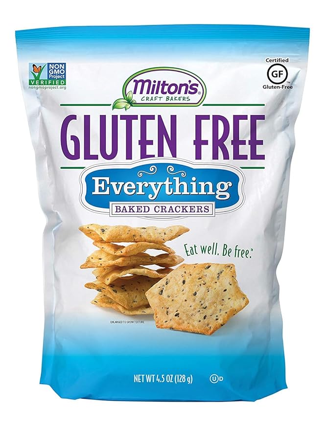 Milton’s Gluten Free Crackers Variety Bundle (Crispy Sea Salt, Multi-Grain, Everything) - Baked Crackers, Non-GMO Project Verified, Kosher, Whole Grain, Certified Gluten Free - 2 of Each, Pack of 6