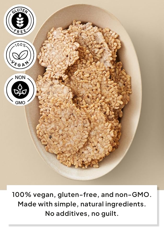 Korean Food Oraeo-Lab Korean Brown Rice Chips with Enoki Mushroom – Vegan Pressed Snack, Not Fried | Healthy Plant-Based Crisps, 170g (6 oz) Bag, 팽이버섯 현미칩
