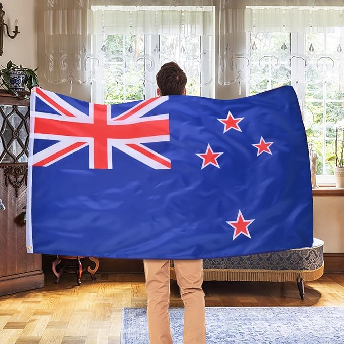 AhfuLife New Zealand Flag Kiwi Flag 3x5 Ft, Large New Zealand National Flags for Outside - Double Side with Brass Eyelets for Olympic Party Decorations, Bar Garden Street Decoration Indoor Outdoor
