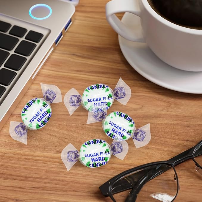 Sugar Free Starlight Spearmint Hard Candy 1 Pound - Approx. 75 Individually Wrapped Starlight Mint Discs Hard Candy For Snacks & Treats - Taboom Candy