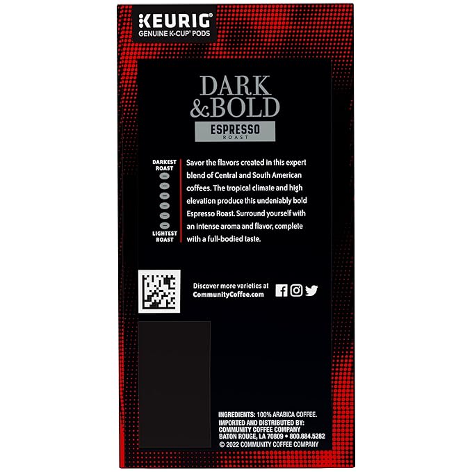 Community Coffee Dark & Bold Espresso Roast 24 Count Coffee Pods, Compatible with Keurig 2.0 K-Cup Brewers, 24 count (Pack of 2)