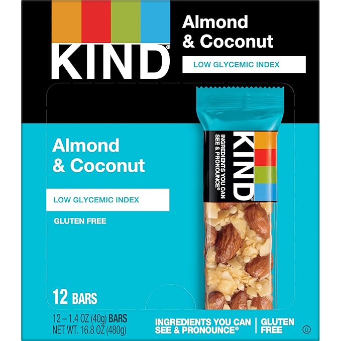 KIND Bars, Almond & Coconut, Healthy Snacks, Gluten Free, 12 Count (Pack of 2)