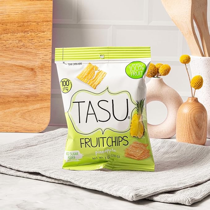 TASU Pineapple Dried Fruit Chips - 100% Natural, Crispy, Crunchy, and Allergen-Free Healthy Snacks for Kids & Adults, Vegan, Gluten-Free, No Added Sugar, No Oils Added, Perfect for Lunch Bags and On-the-Go Snacks | 30 Pack (1 Oz Each)