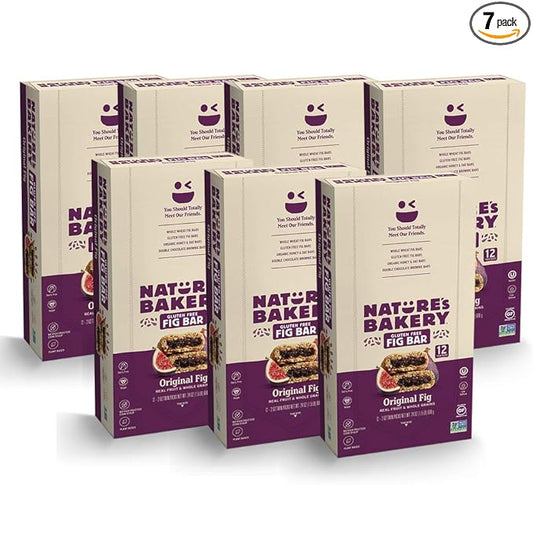 Nature’s Bakery Gluten Free Fig Bars, Original Fig, Real Fruit, Vegan, Non-GMO, Snack bar, 7 boxes with 12 twin packs (84 twin packs)