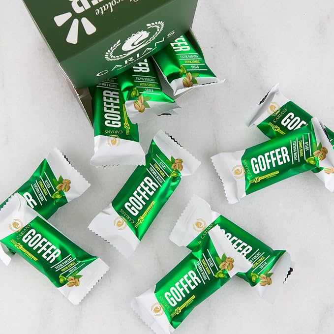 CARIANS One Bite Size Dubai Chocolate Wafers, 10 Pcs. Individually Wrapped Dubai Chocolate Wafers with Pistachio, Great for Gift Giving, Anniversary, Valentine's Day