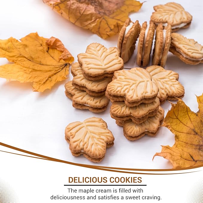 Turkey Hill Sugarbush 100% Pure Canadian Premium Maple Syrup Cream Filled Cookies - All-Natural Maple Leaf Shape Delicious Cookies, (2 Pack, Cream Cookies)