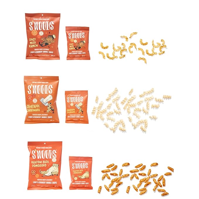 S’NOODS Slurps Up Chips Variety Pack - Light & Crunchy Noodle Chips - Plant-Based Protein - Vegan Snacks - Gluten-Free - Perfectly Crispy & Delicious - For Adventurous Snackers - 0.74 oz (12 Pack)