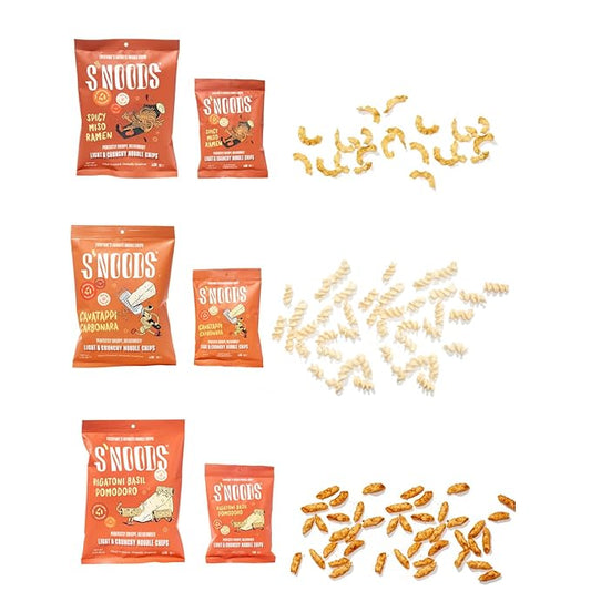 S’NOODS Slurps Up Chips Variety Pack - Light & Crunchy Noodle Chips - Plant-Based Protein - Vegan Snacks - Gluten-Free - Perfectly Crispy & Delicious - For Adventurous Snackers - 0.74 oz (12 Pack)