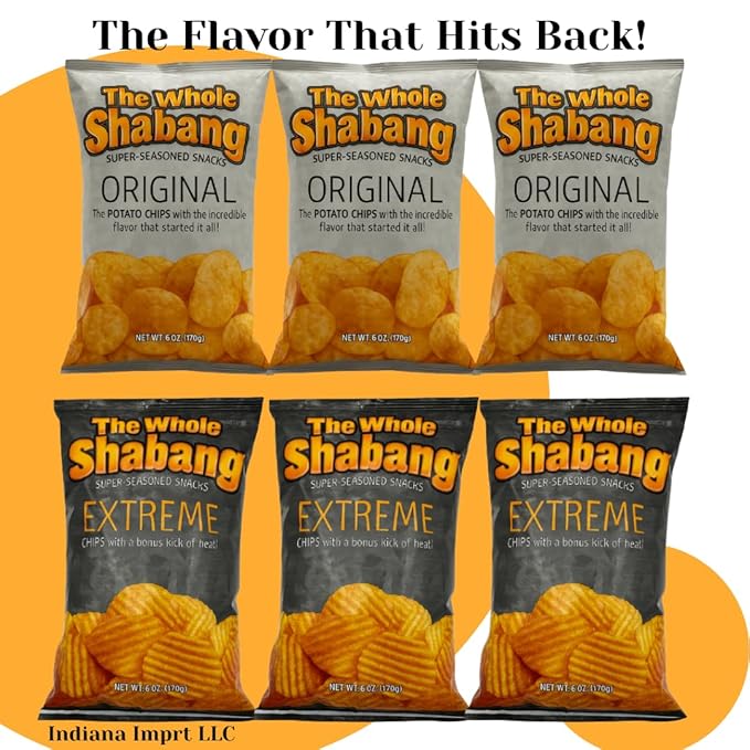 The Whole Shabang Chips by Moon Lodge – Bold Original and Extreme Flavors Potato Chips Variety Pack – Rippled Savory Snacks for Adults – Gluten Free Food Snack Pack (6 oz Bags, 6 Pack)
