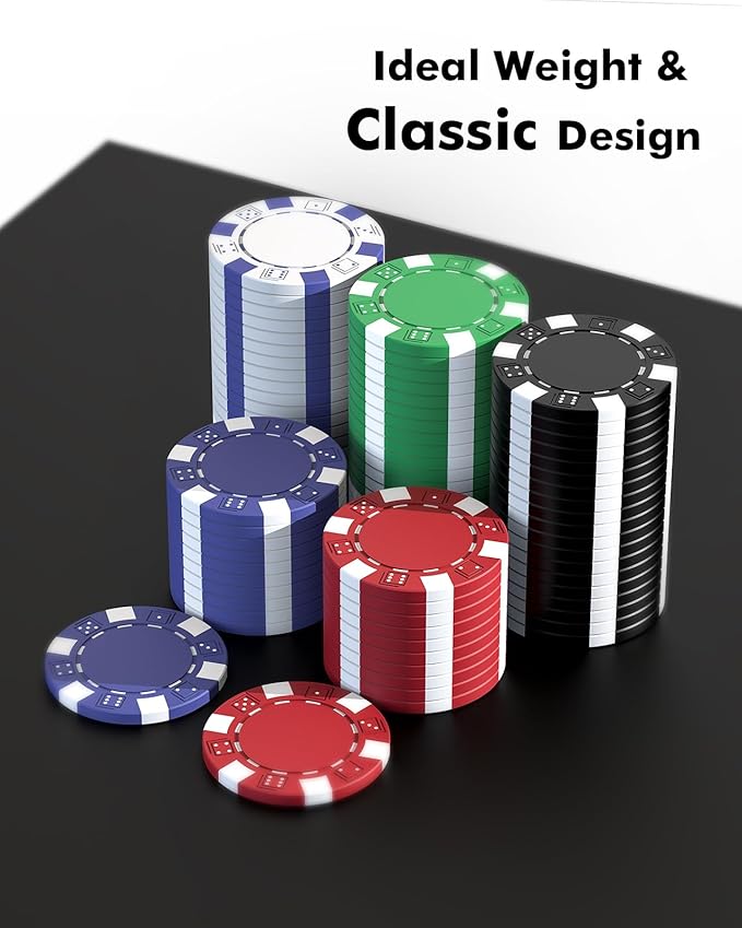 HEITOK Poker Chip Set, 500PCS 11.5g Casino Quality Poker Chips with Aluminum Case, Playing Cards, Dealer Button for Texas Hold'em, Blackjack, Casino Games