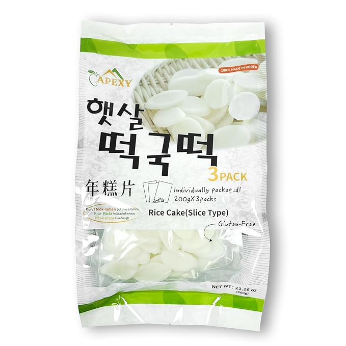 Apexy Korean Rice Cake Tteokbokkik Rice Cake, Chewy Tteok, Authentic Korean Street Food Snack, Perfect with Cheese and Ramen Noodles, No MSG, No Corn Syrup, Vegan and Gluten Free, Non-GMO 21.16 oz