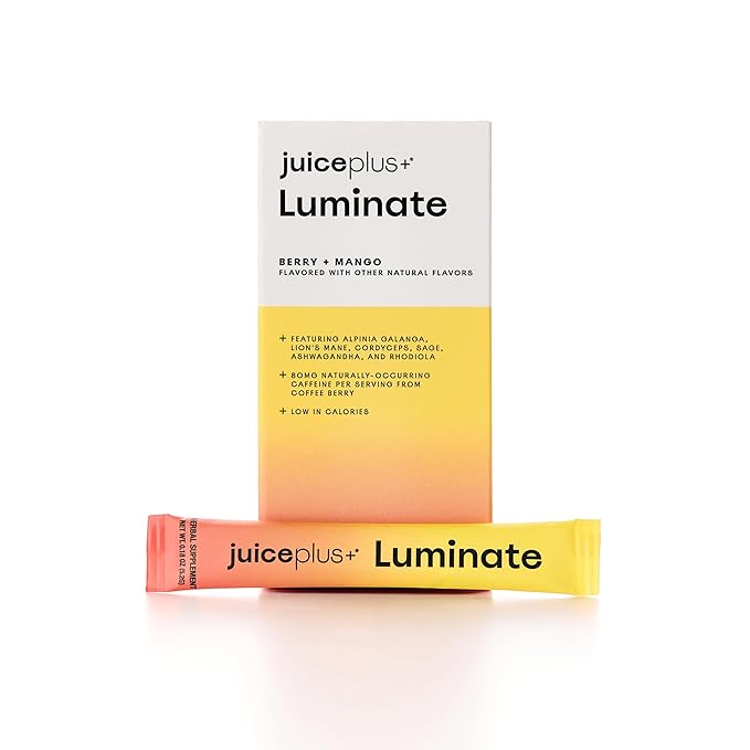 JuicePlus+ Luminate - Plant-Based Cognitive Support Drink with Ashwagandha, Lions Mane & Coffee Berry For Clarity & Vitality - 15 Sticks, 2.75 oz