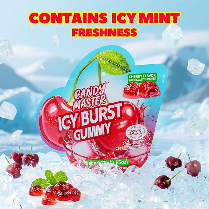 Candy Master Peelable Fruit Gummies Cherry Flavors 3Pack, 6 Flavors Fun to Peel, Chewy Texture, Halal-Certified Holiday Gifts
