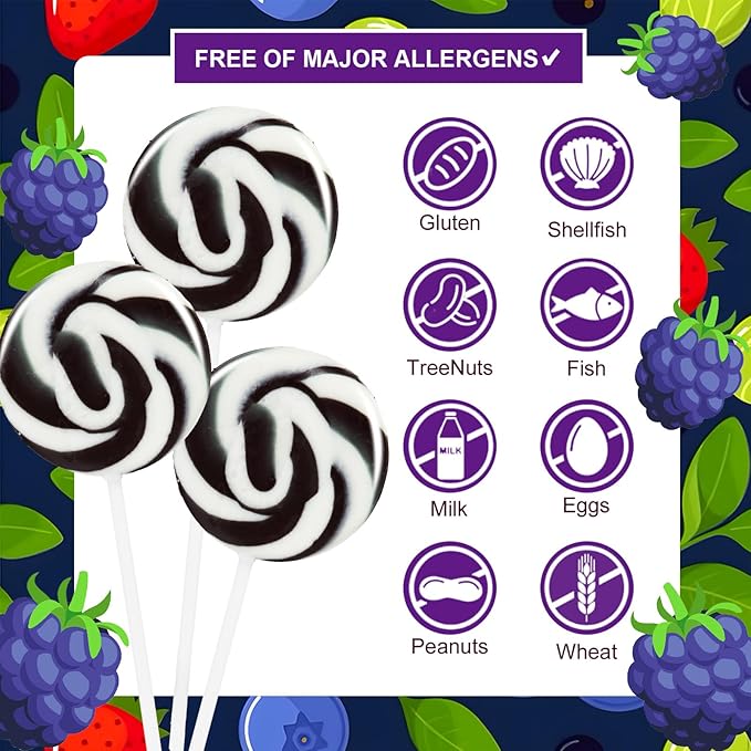 Black Swirl Lollipops 32 Pack, Black & White Candy Swirl Lollipops Individually Wrapped Suckers, Halloween Suckers Lollipops Candy Bulk – Trick or Treat, Blackberry Flavor
