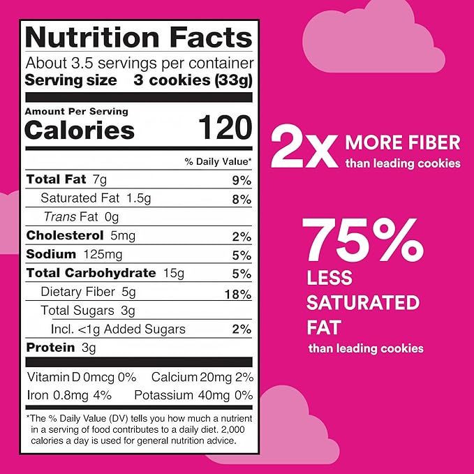 Joydays Chocolate Chip Cookies, 63% Less Sugar and High Fiber Snack, Plus Protein – Made for Balanced Nutrition, Healthy Snacks for Adults and Kids Pack of 3, Pack of 3 (3.88 oz Each)