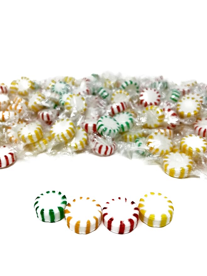 Fruit Flavored Hard Candy - 6 lbs - Apple, Strawberry, Lemon and Orange Flavored Disks Old School Classic Starlights - Bulk American Vintage Candy Assortment - Individually Wrapped, 96 oz.