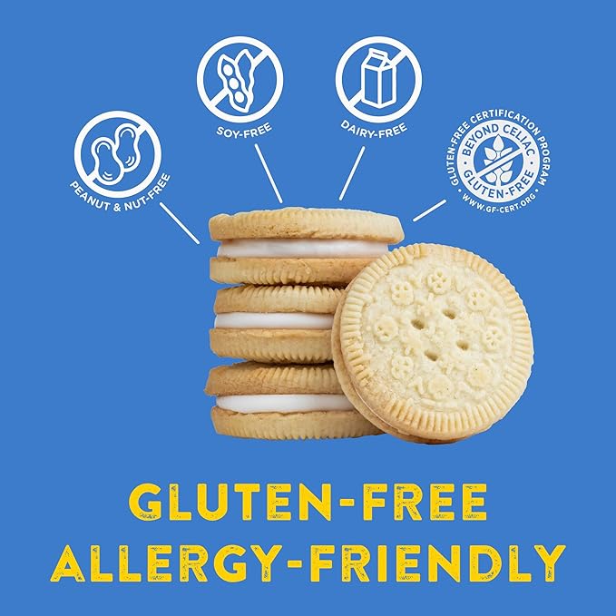 Kinnikinnick - KinniTOOS Vanilla Sandwich Cream Cookies - Gluten Free, Allergy Friendly Vegan Cookies - 8 oz. Box