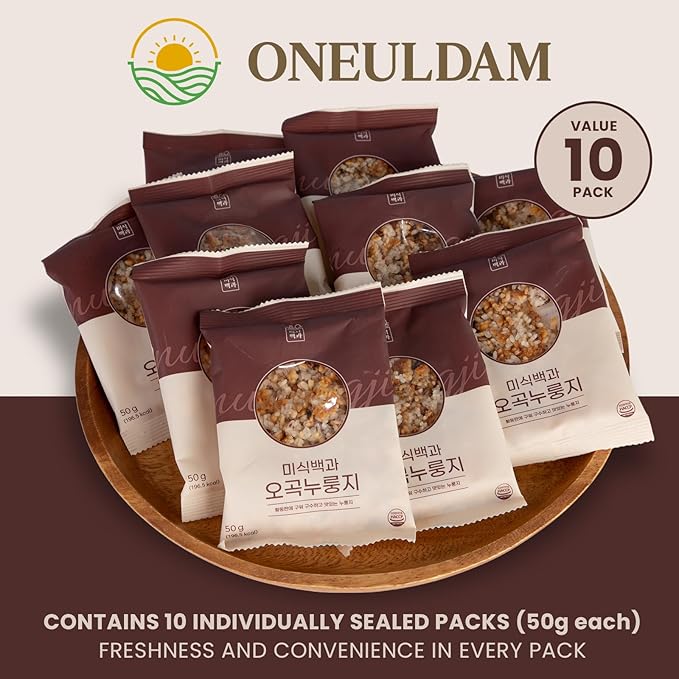 Nurungji Korean Rice Snack – Traditional Toasted Scorched Rice Chips | Authentic Korean Ogok Flavor | Crispy Rice Snack That Can Also Be Softened in Hot Water | Enjoy Crispy or Soft for a Warm, Comforting Taste | Individually Wrapped Multi-Grain Rice C...