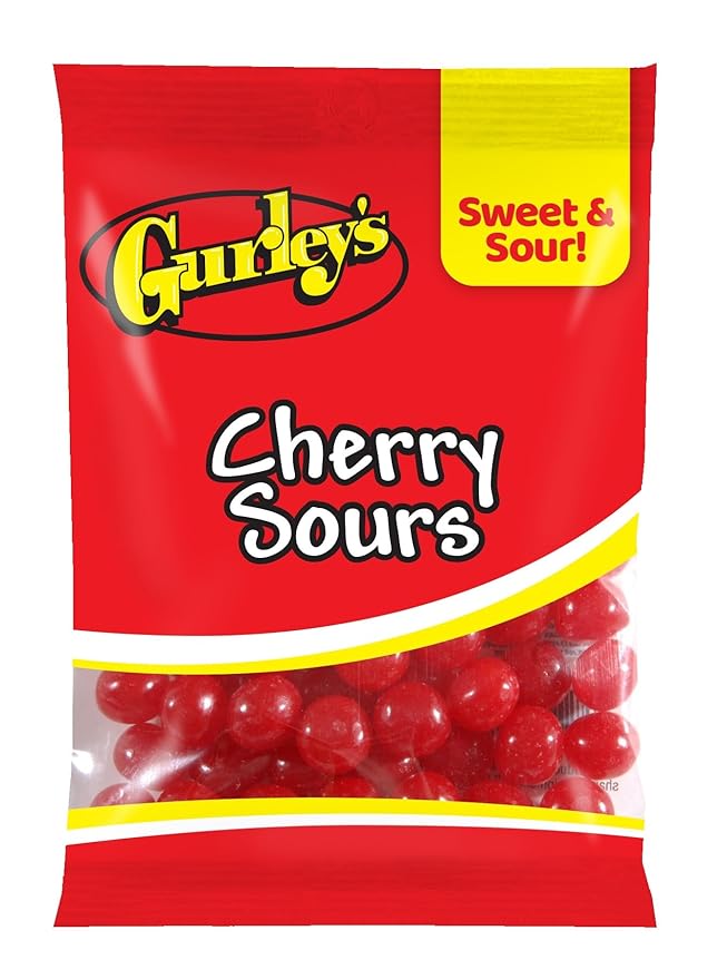 Gurley's Tangy Cherry Sours, Sour Chewy Candy, Bursting with Flavor (Pack of 12)
