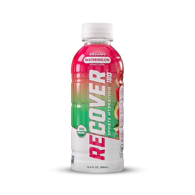 RECOVER 180 Organic Sports Hydration Drink, No Sugar Added, 20 Calorie Sports Beverage, Organic Flavors With Vitamins, Potassium-Packed Electrolytes (16.9 Fl Oz (Pack of 12), Variety Pack)