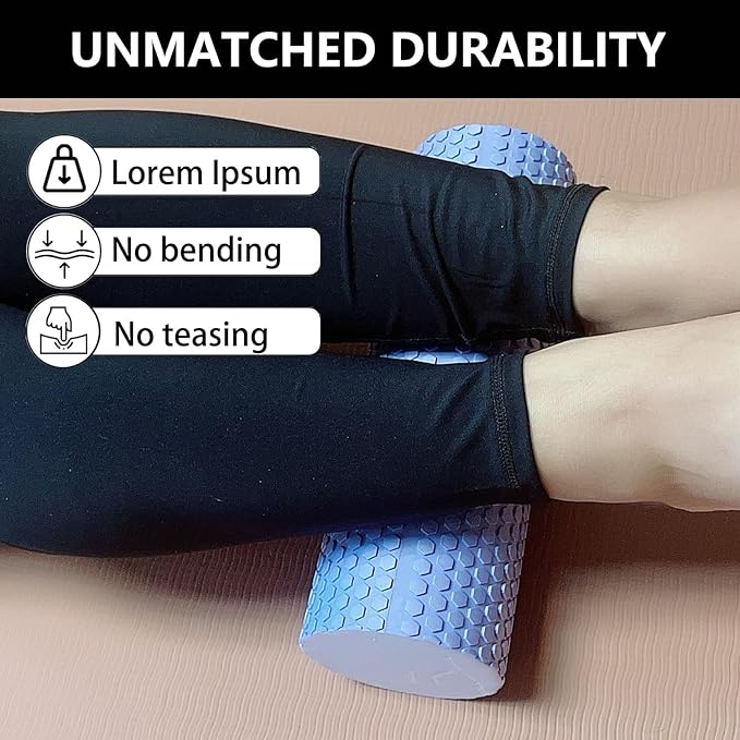 EVA Massage Roller, Recovery Foam Roller, Medium Density Light Blue Trigger Point Massage Roller for Deep Tissue Excercise, Physical Therapy, Muscle Restoration, 12" X 4" Round