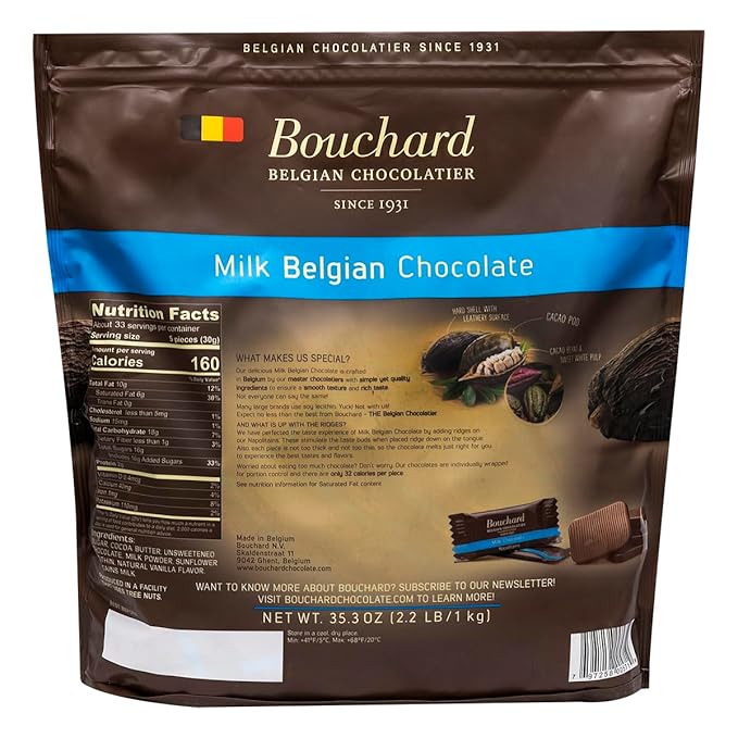 Bouchard Belgian Milk Chocolate Napolitains 35.3 OZ (2.2 LB/1KG)